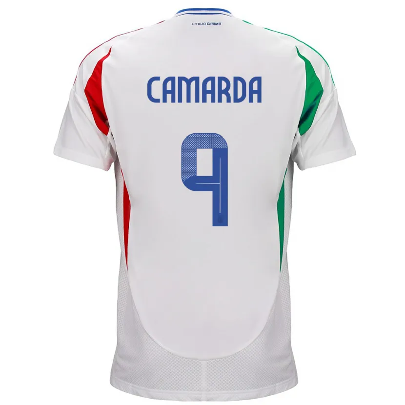 Danxen Kvinder Italien Francesco Camarda #9 Hvid Udebane Spillertrøjer 24-26 Trøje T-Shirt