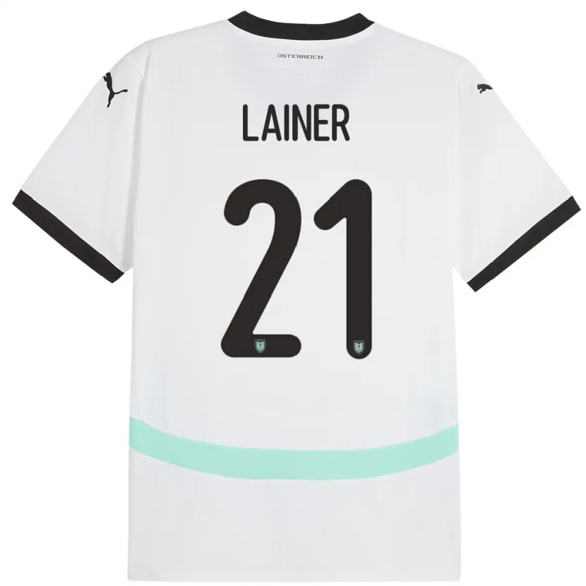 Danxen Kvinder Østrig Stefan Lainer #21 Hvid Udebane Spillertrøjer 24-26 Trøje T-Shirt