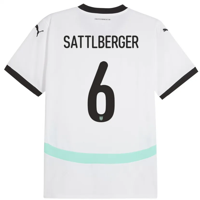 Danxen Kvinder Østrig Nikolas Sattlberger #6 Hvid Udebane Spillertrøjer 24-26 Trøje T-Shirt