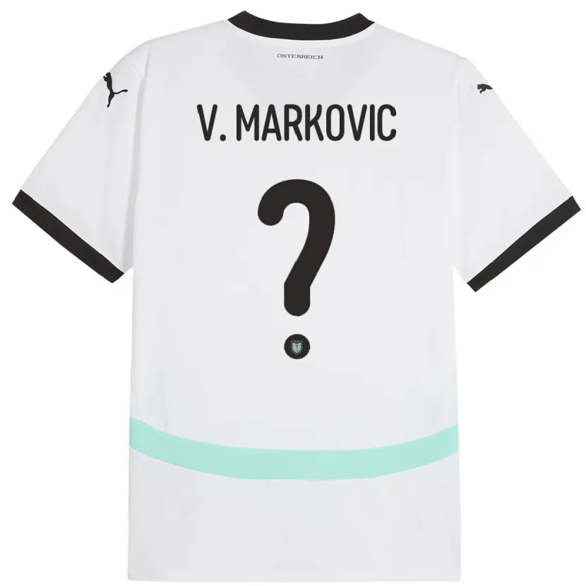 Danxen Kvinder Østrig Vasilije Markovic #0 Hvid Udebane Spillertrøjer 24-26 Trøje T-Shirt