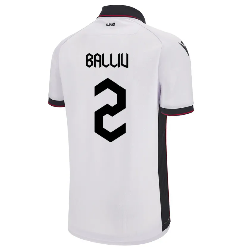 Danxen Kvinder Albanien Iván Balliu #2 Hvid Udebane Spillertrøjer 24-26 Trøje T-Shirt