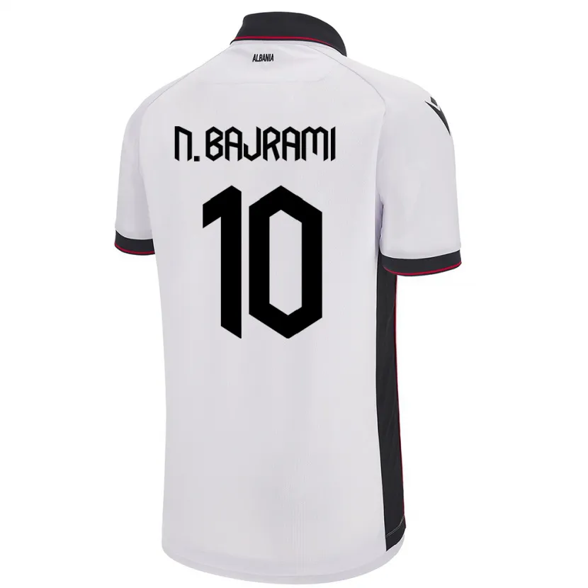 Danxen Kvinder Albanien Nedim Bajrami #10 Hvid Udebane Spillertrøjer 24-26 Trøje T-Shirt