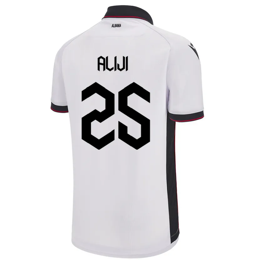 Danxen Kvinder Albanien Naser Aliji #25 Hvid Udebane Spillertrøjer 24-26 Trøje T-Shirt