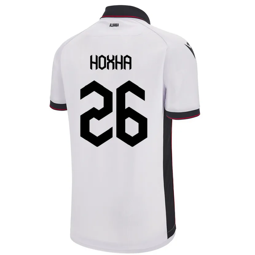 Danxen Kvinder Albanien Arbër Hoxha #26 Hvid Udebane Spillertrøjer 24-26 Trøje T-Shirt