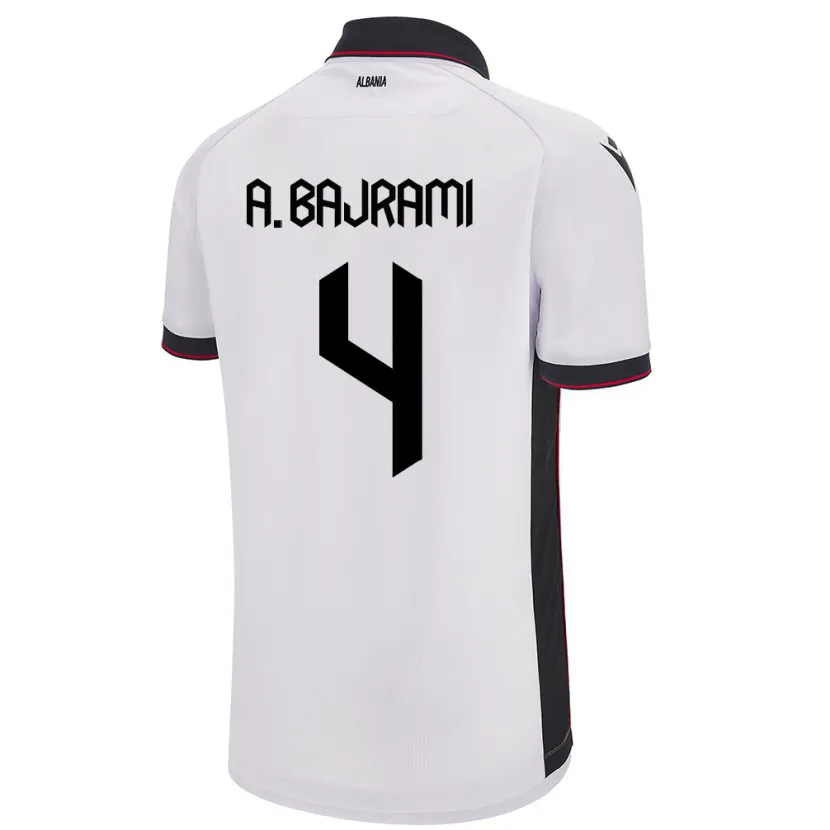 Danxen Kvinder Albanien Adrian Bajrami #4 Hvid Udebane Spillertrøjer 24-26 Trøje T-Shirt