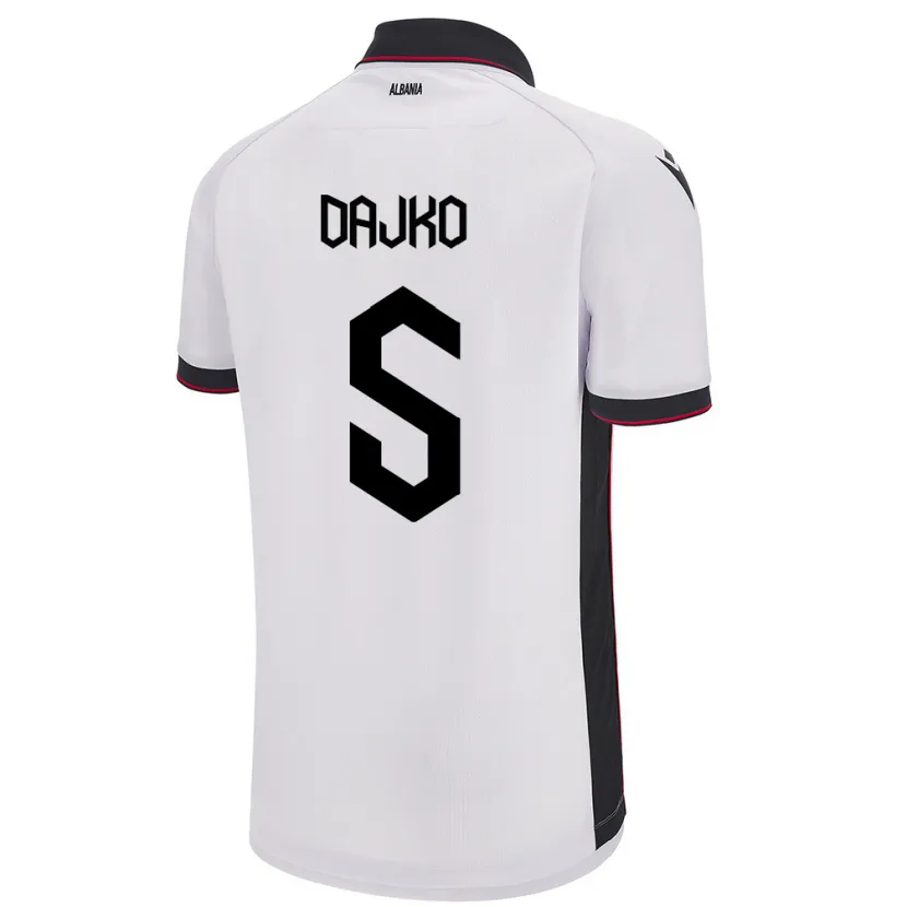 Danxen Kvinder Albanien Ajdi Dajko #5 Hvid Udebane Spillertrøjer 24-26 Trøje T-Shirt