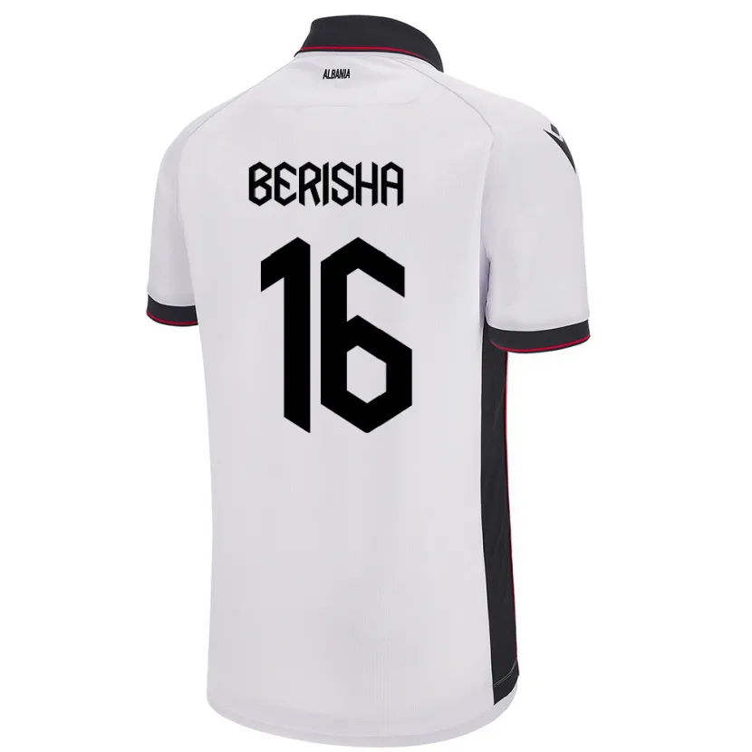 Danxen Kvinder Albanien Medon Berisha #16 Hvid Udebane Spillertrøjer 24-26 Trøje T-Shirt