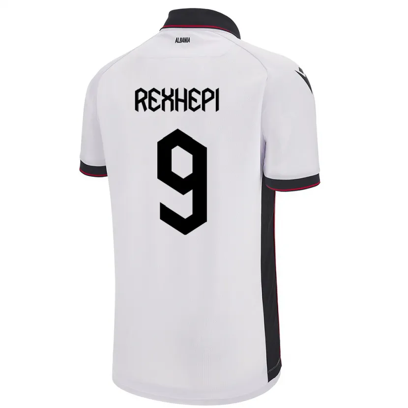 Danxen Kvinder Albanien Arlind Rexhepi #9 Hvid Udebane Spillertrøjer 24-26 Trøje T-Shirt