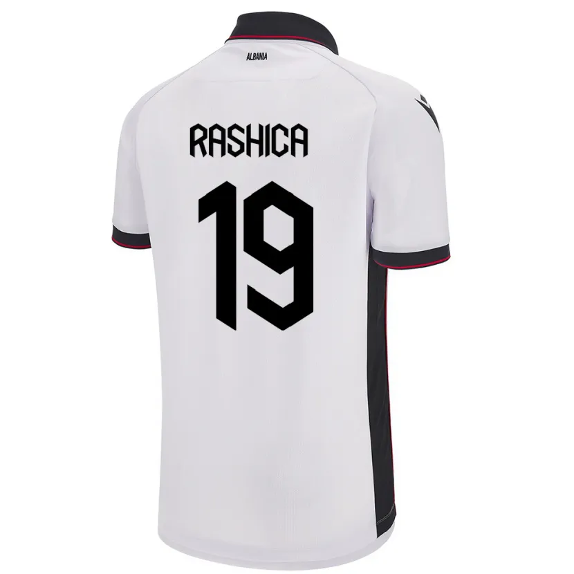 Danxen Kvinder Albanien Ermir Rashica #19 Hvid Udebane Spillertrøjer 24-26 Trøje T-Shirt