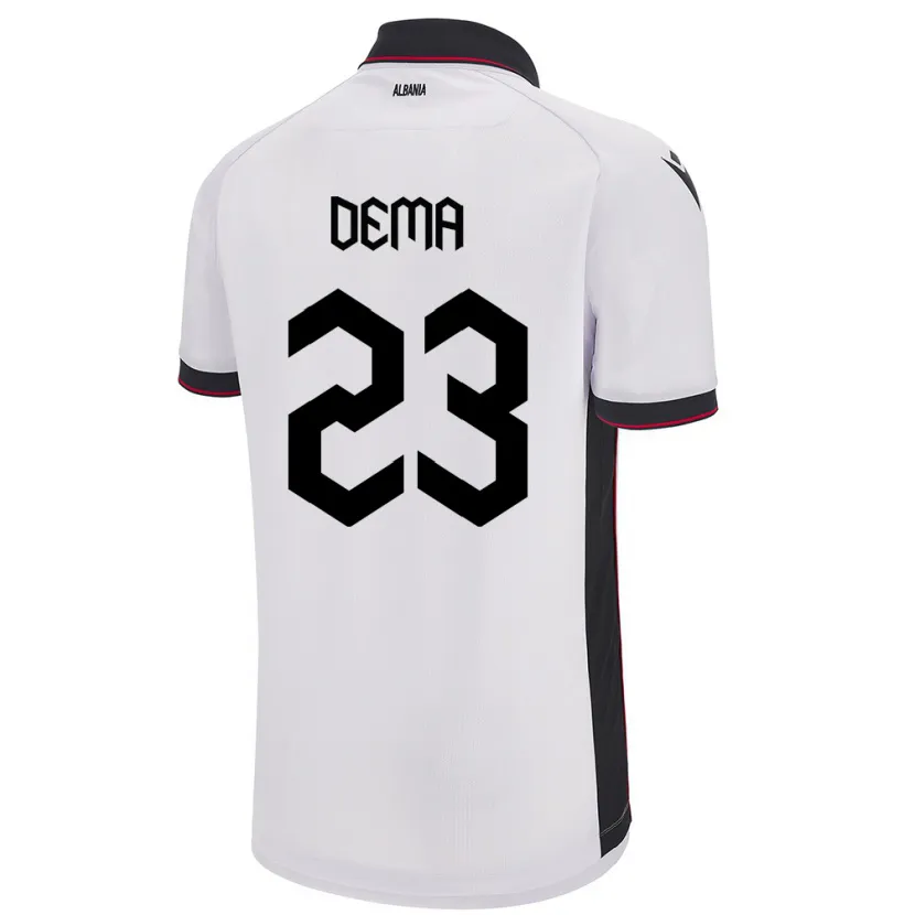 Danxen Kvinder Albanien Endri Dema #23 Hvid Udebane Spillertrøjer 24-26 Trøje T-Shirt