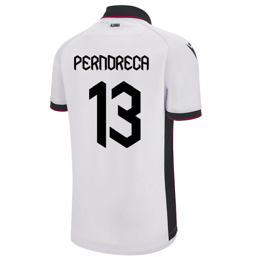 Danxen Kvinder Albanien Fabjan Perndreca #13 Hvid Udebane Spillertrøjer 24-26 Trøje T-Shirt