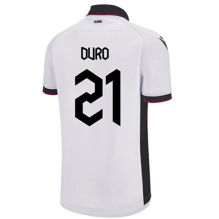 Danxen Kvinder Albanien Dejvi Duro #21 Hvid Udebane Spillertrøjer 24-26 Trøje T-Shirt
