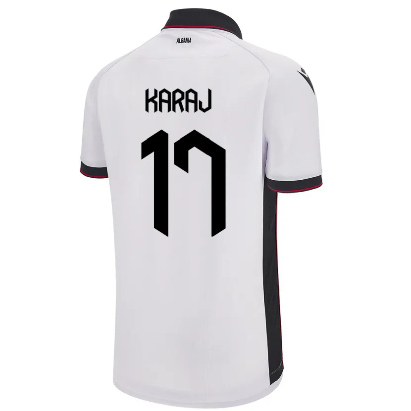 Danxen Kvinder Albanien Eraldo Karaj #17 Hvid Udebane Spillertrøjer 24-26 Trøje T-Shirt