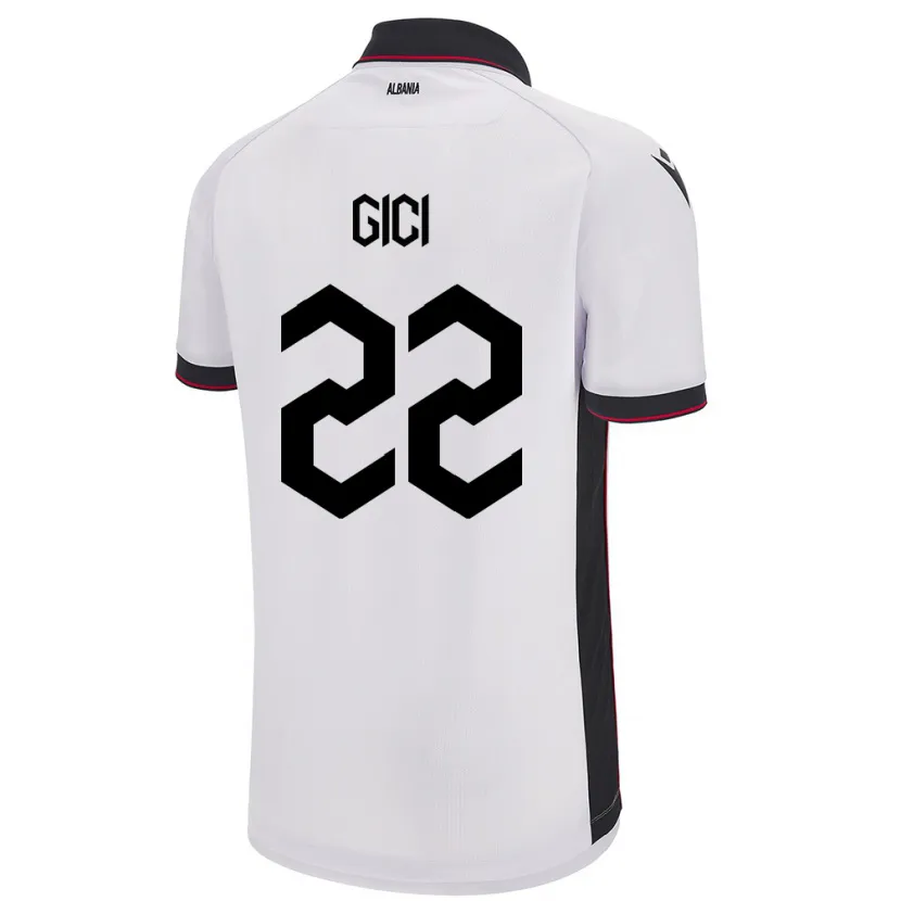 Danxen Kvinder Albanien Matias Gici #22 Hvid Udebane Spillertrøjer 24-26 Trøje T-Shirt