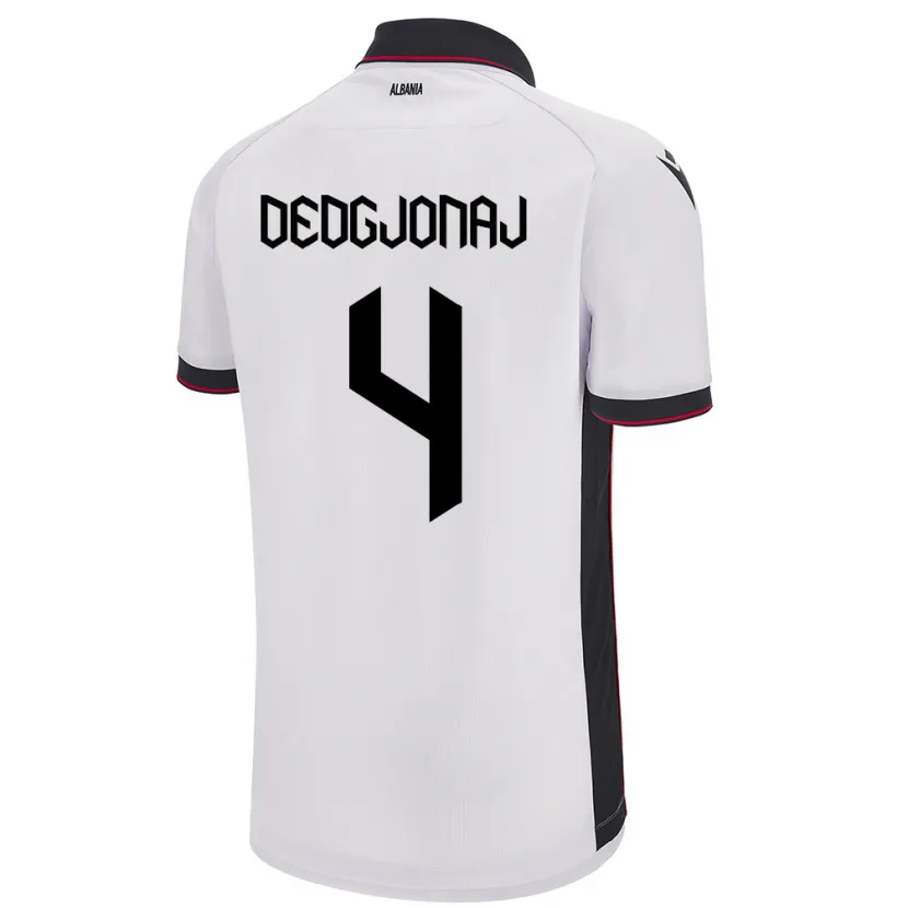 Danxen Kvinder Albanien Leonora Dedgjonaj #4 Hvid Udebane Spillertrøjer 24-26 Trøje T-Shirt