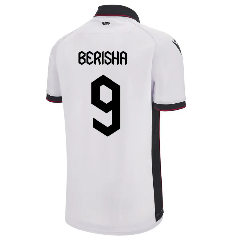 Danxen Kvinder Albanien Fortesa Berisha #9 Hvid Udebane Spillertrøjer 24-26 Trøje T-Shirt