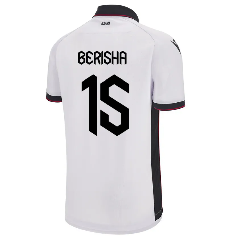 Danxen Kvinder Albanien Gresa Berisha #15 Hvid Udebane Spillertrøjer 24-26 Trøje T-Shirt