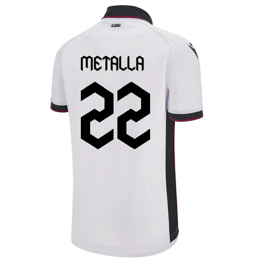 Danxen Kvinder Albanien Mikaela Metalla #22 Hvid Udebane Spillertrøjer 24-26 Trøje T-Shirt
