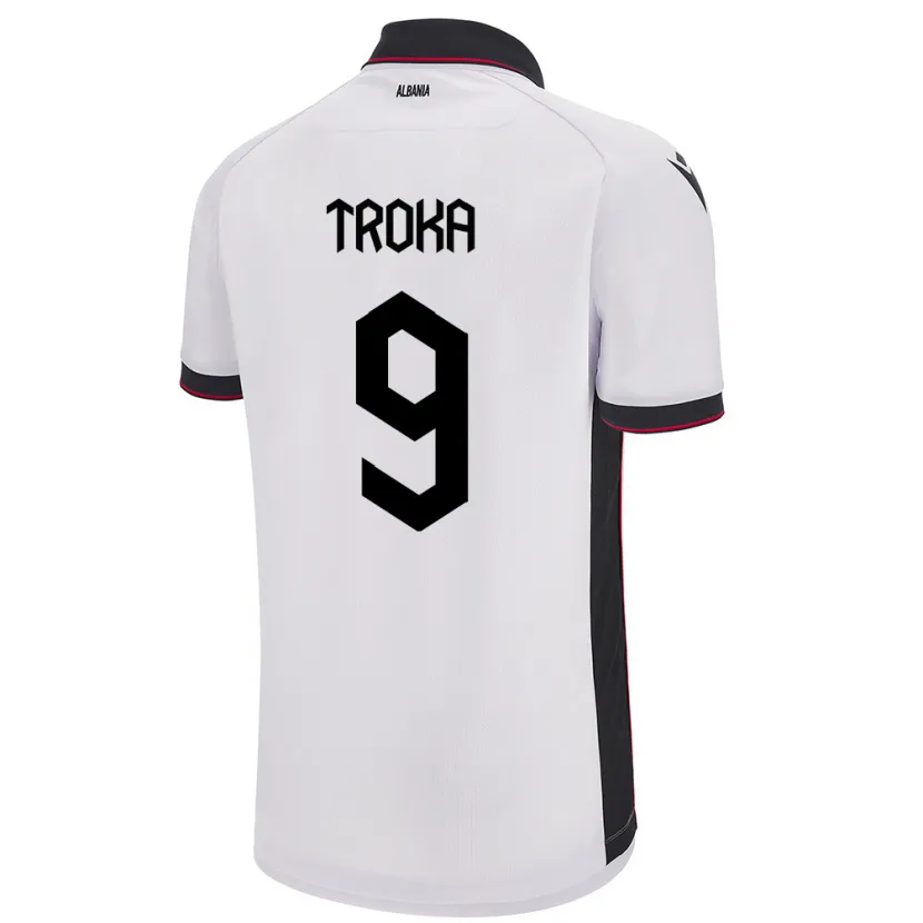 Danxen Kvinder Albanien Valentina Troka #9 Hvid Udebane Spillertrøjer 24-26 Trøje T-Shirt