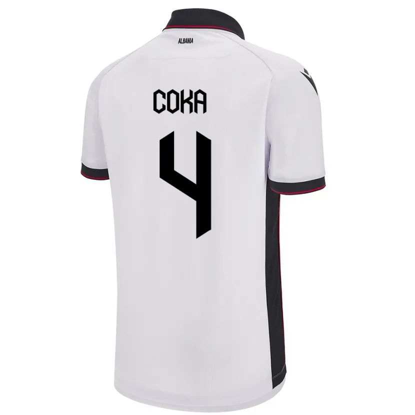 Danxen Kvinder Albanien Jehona Coka #4 Hvid Udebane Spillertrøjer 24-26 Trøje T-Shirt