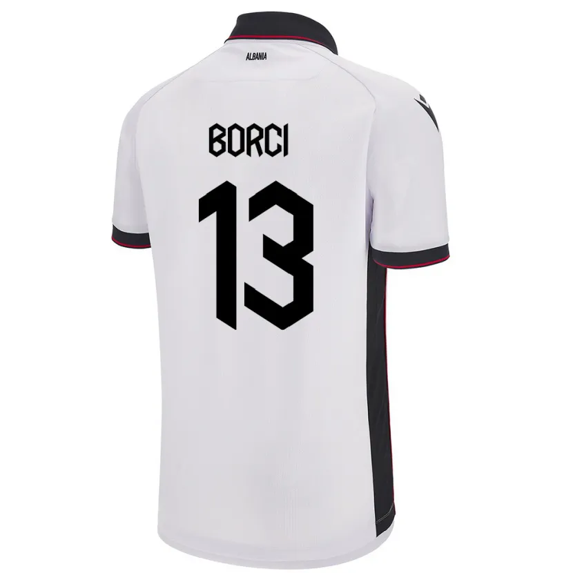 Danxen Kvinder Albanien Klaudia Borci #13 Hvid Udebane Spillertrøjer 24-26 Trøje T-Shirt