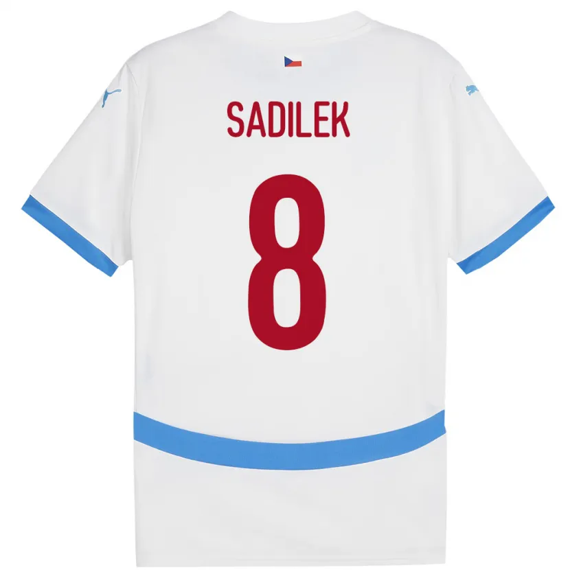 Danxen Kvinder Tjekkiet Michal Sadílek #8 Hvid Udebane Spillertrøjer 24-26 Trøje T-Shirt