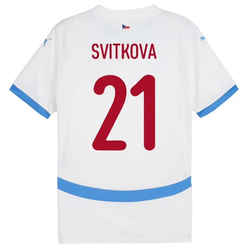 Danxen Kvinder Tjekkiet Kateřina Svitková #21 Hvid Udebane Spillertrøjer 24-26 Trøje T-Shirt