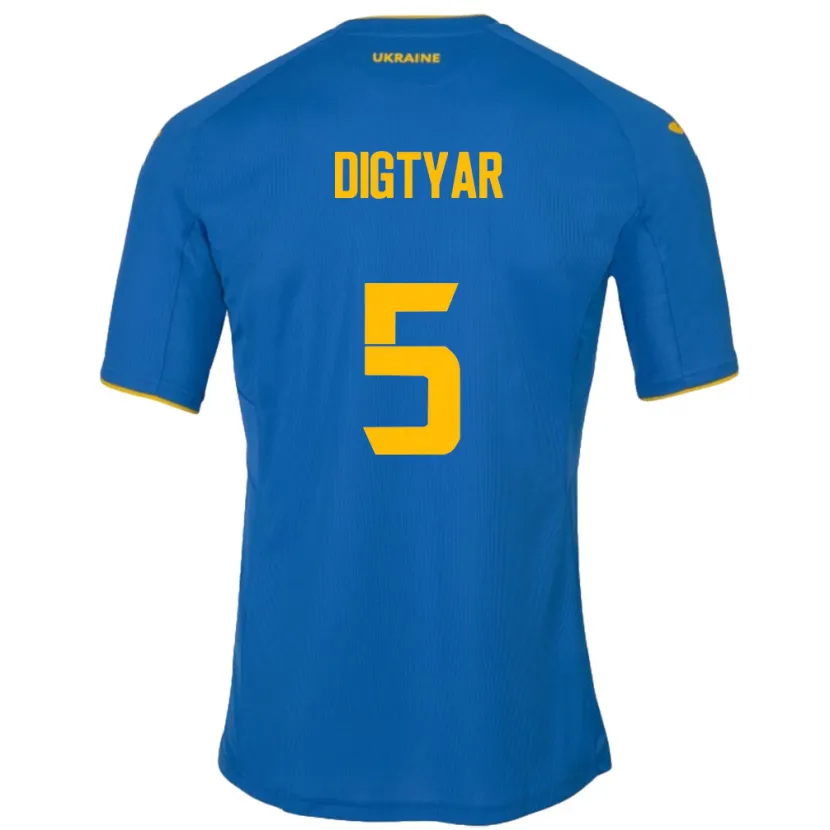 Danxen Kvinder Ukraine Kyrylo Digtyar #5 Blå Udebane Spillertrøjer 24-26 Trøje T-Shirt