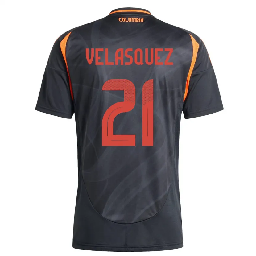 Danxen Kvinder Colombia Samuel Velásquez #21 Sort Udebane Spillertrøjer 24-26 Trøje T-Shirt