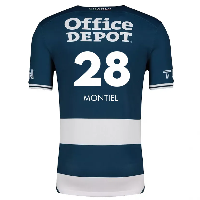 Danxen Børn Elías Montiel #28 Blå Hvid Hjemmebane Spillertrøjer 2024/25 Trøje T-Shirt