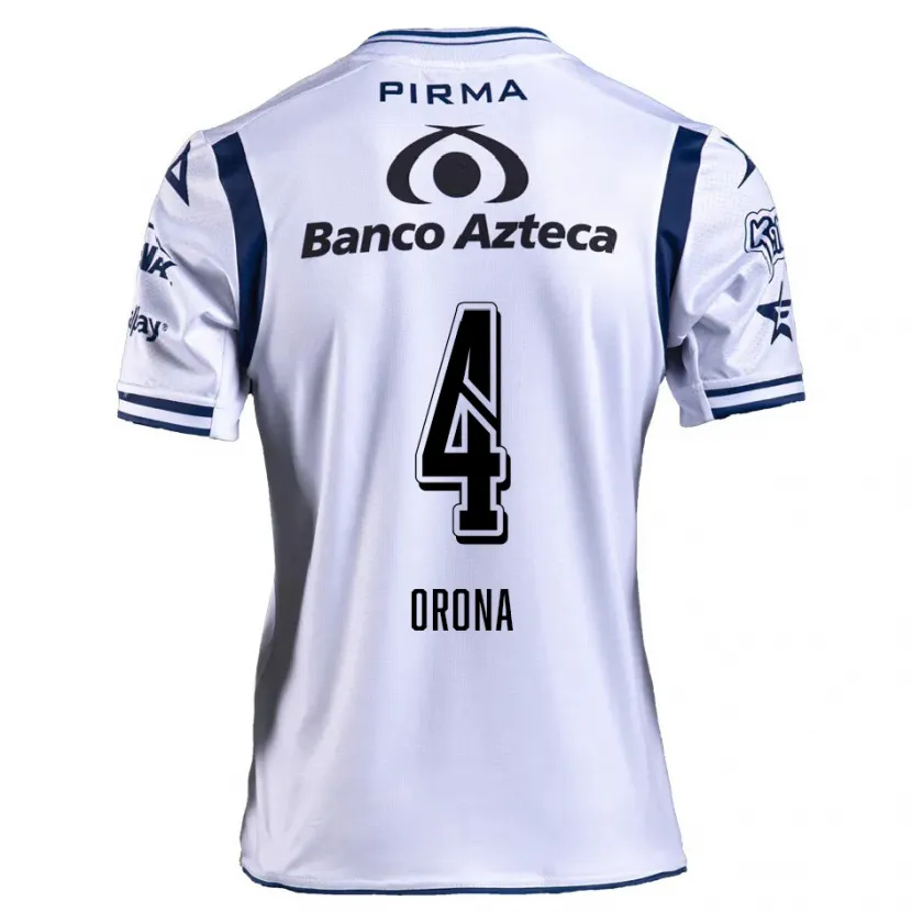 Danxen Børn Efraín Orona #4 Hvid Marineblå Hjemmebane Spillertrøjer 2024/25 Trøje T-Shirt