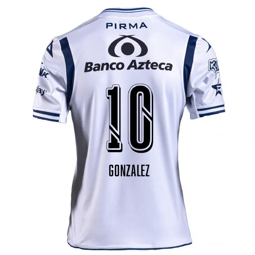 Danxen Børn Jair González #10 Hvid Marineblå Hjemmebane Spillertrøjer 2024/25 Trøje T-Shirt