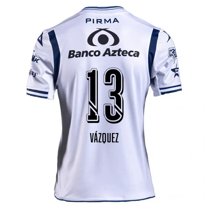 Danxen Børn Ivo Vázquez #13 Hvid Marineblå Hjemmebane Spillertrøjer 2024/25 Trøje T-Shirt