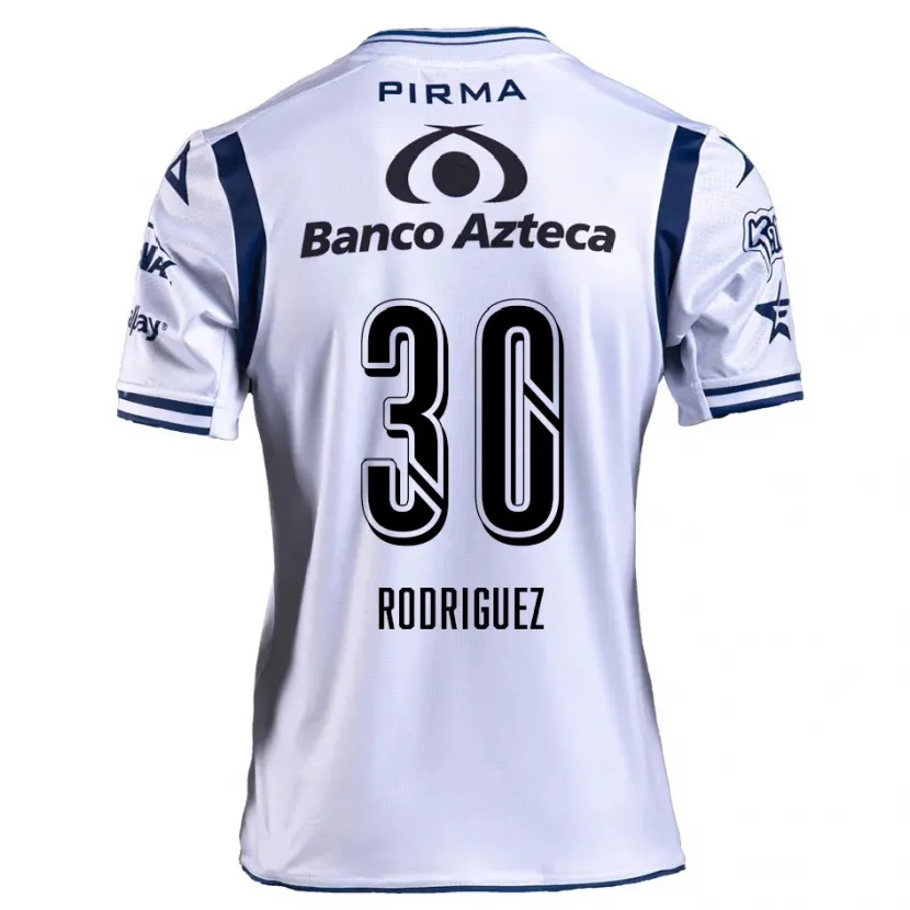 Danxen Børn Jesús Rodríguez #30 Hvid Marineblå Hjemmebane Spillertrøjer 2024/25 Trøje T-Shirt