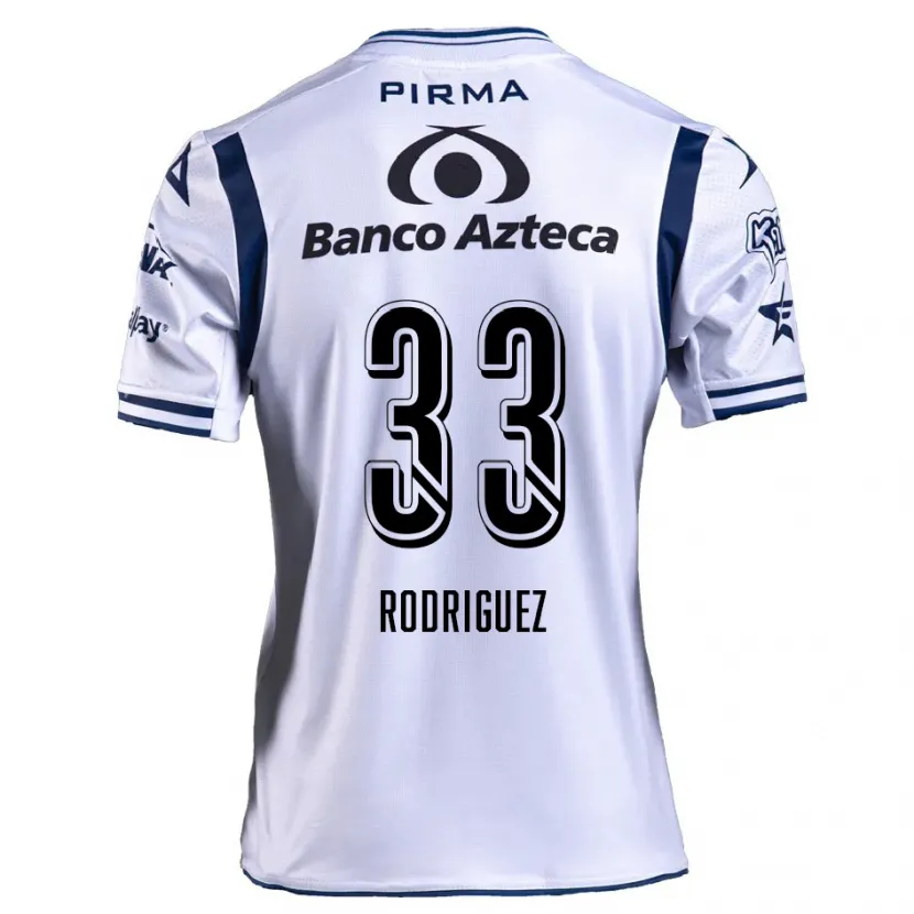 Danxen Børn Jorge Rodríguez #33 Hvid Marineblå Hjemmebane Spillertrøjer 2024/25 Trøje T-Shirt