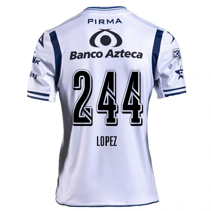 Danxen Børn Daniel López #244 Hvid Marineblå Hjemmebane Spillertrøjer 2024/25 Trøje T-Shirt