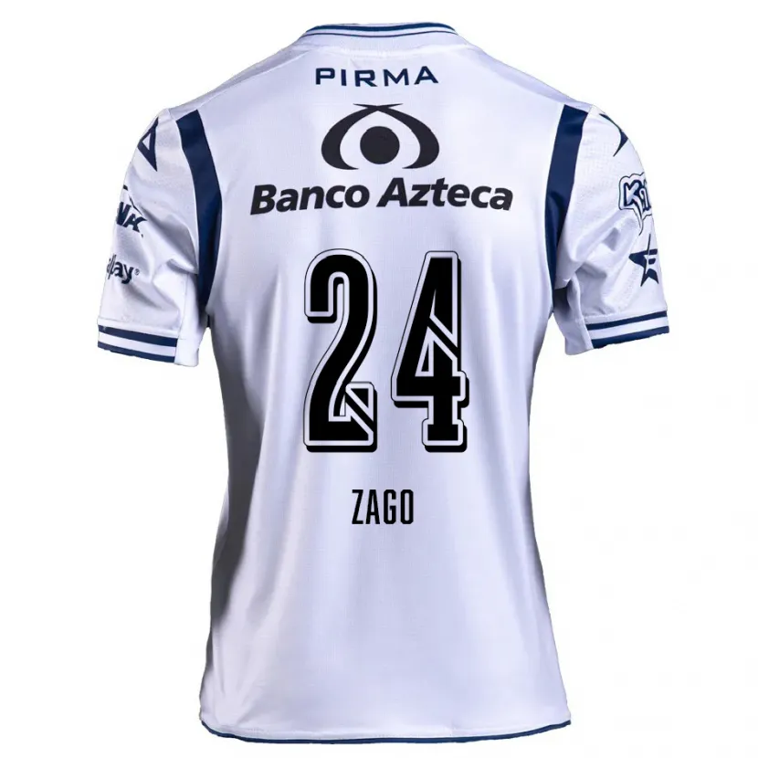 Danxen Børn Diego Zago #24 Hvid Marineblå Hjemmebane Spillertrøjer 2024/25 Trøje T-Shirt