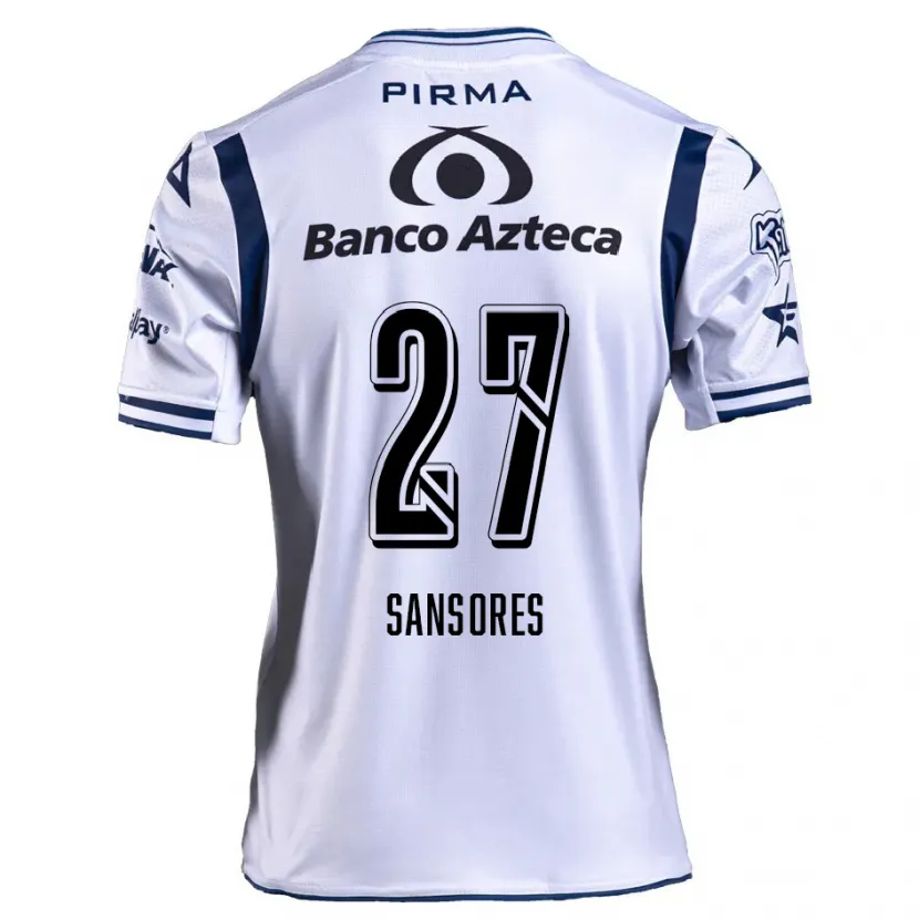 Danxen Børn Miguel Sansores #27 Hvid Marineblå Hjemmebane Spillertrøjer 2024/25 Trøje T-Shirt