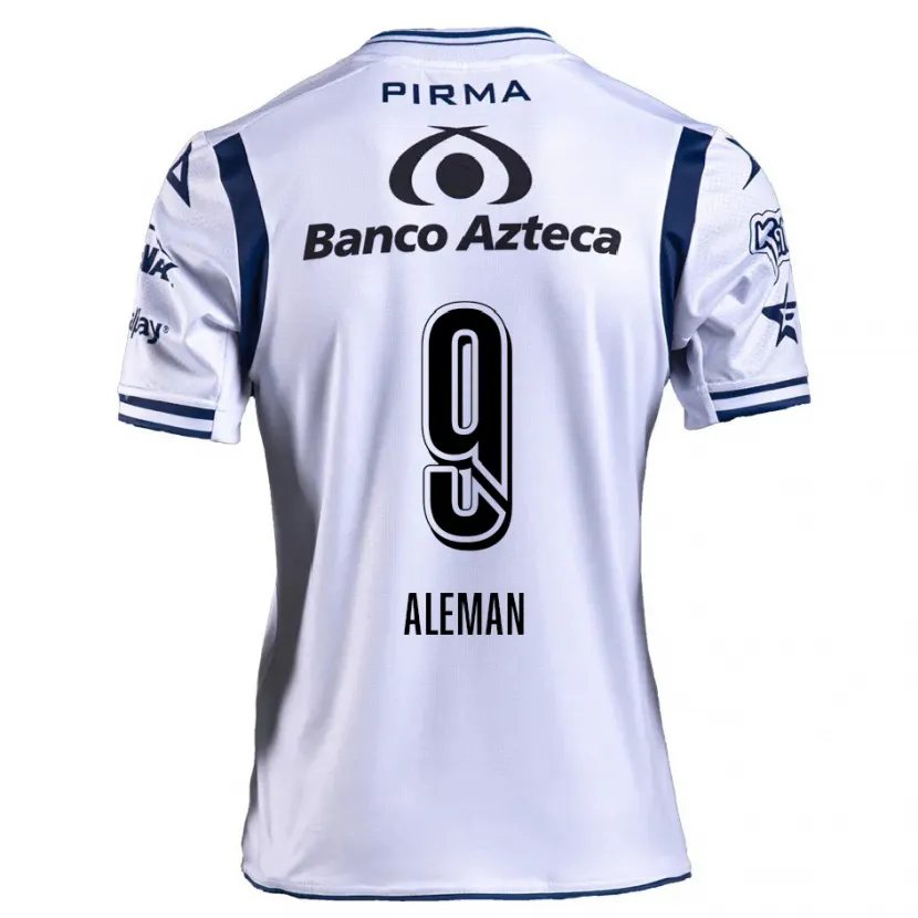 Danxen Børn Nelly Alemán #9 Hvid Marineblå Hjemmebane Spillertrøjer 2024/25 Trøje T-Shirt