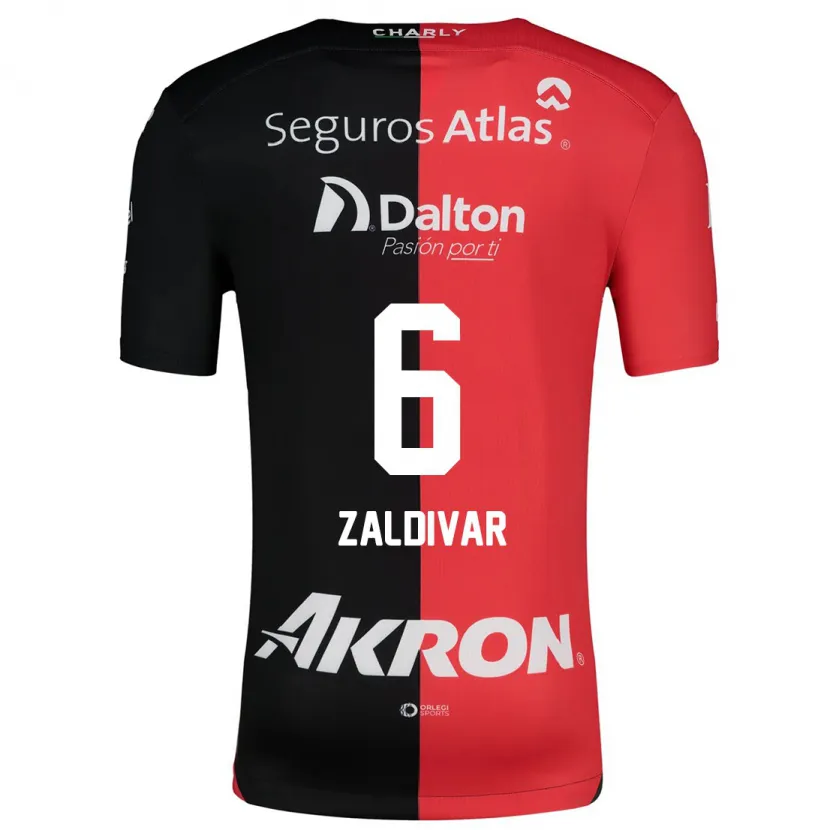 Danxen Børn Édgar Zaldívar #6 Rød Sort Hjemmebane Spillertrøjer 2024/25 Trøje T-Shirt