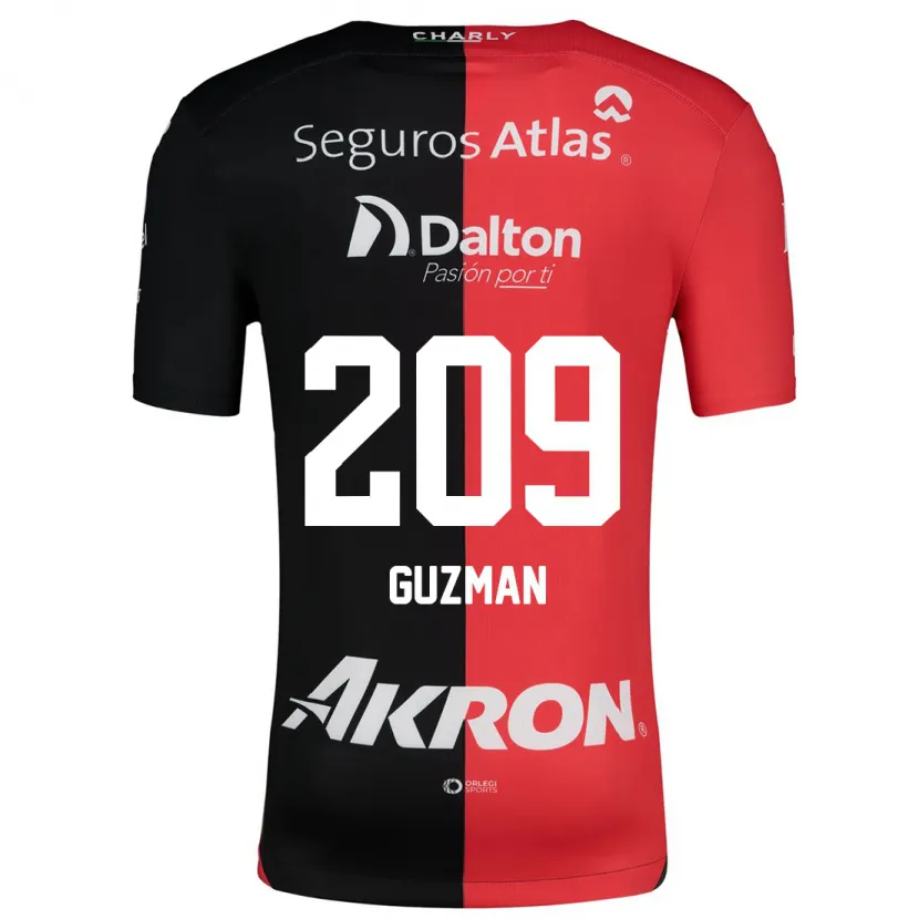 Danxen Børn Jorge Guzmán #209 Rød Sort Hjemmebane Spillertrøjer 2024/25 Trøje T-Shirt
