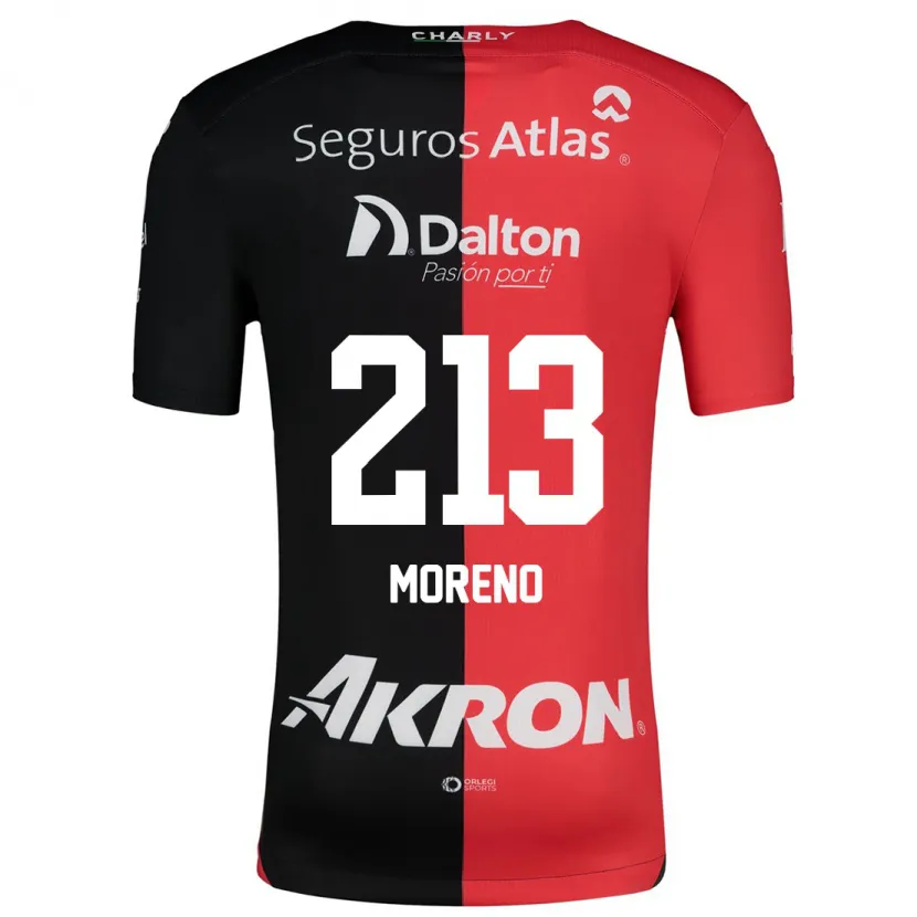 Danxen Børn Eduardo Moreno #213 Rød Sort Hjemmebane Spillertrøjer 2024/25 Trøje T-Shirt