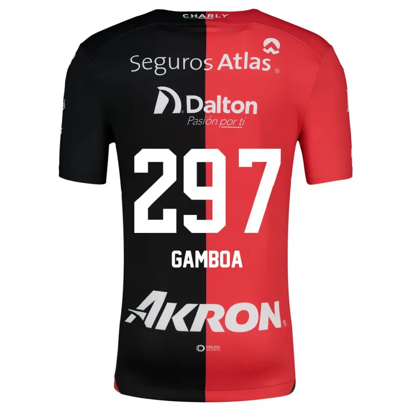 Danxen Børn Luis Gamboa #297 Rød Sort Hjemmebane Spillertrøjer 2024/25 Trøje T-Shirt
