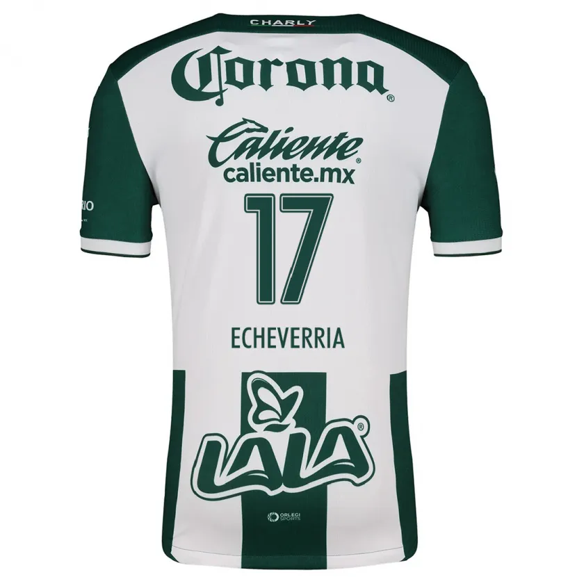 Danxen Børn Emmanuel Echeverría #17 Grøn Hvid Hjemmebane Spillertrøjer 2024/25 Trøje T-Shirt
