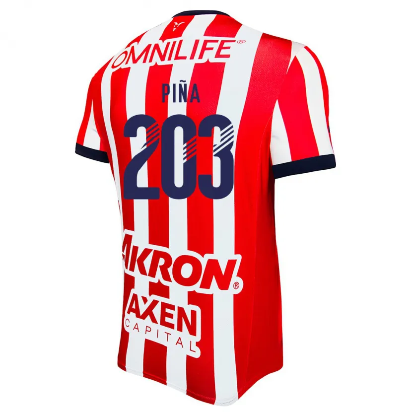 Danxen Børn Fernando Piña #203 Rød Hvid Blå Hjemmebane Spillertrøjer 2024/25 Trøje T-Shirt