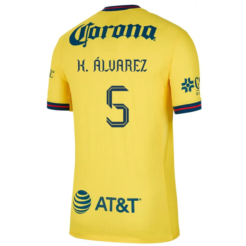 Danxen Børn Kevin Álvarez #5 Gul Blå Hjemmebane Spillertrøjer 2024/25 Trøje T-Shirt