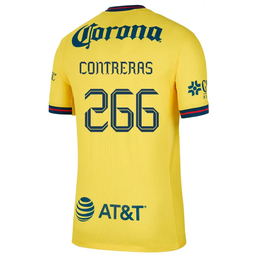 Danxen Børn Ángel Contreras #266 Gul Blå Hjemmebane Spillertrøjer 2024/25 Trøje T-Shirt