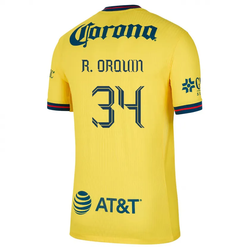 Danxen Børn Ralph Orquin #34 Gul Blå Hjemmebane Spillertrøjer 2024/25 Trøje T-Shirt