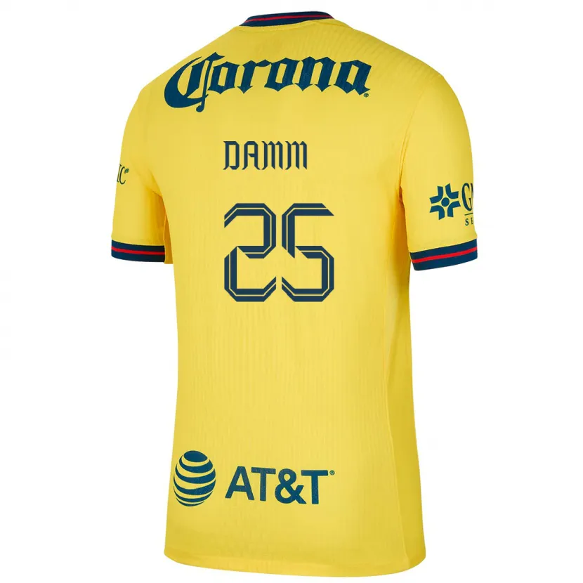 Danxen Børn Jurgen Damm #25 Gul Blå Hjemmebane Spillertrøjer 2024/25 Trøje T-Shirt