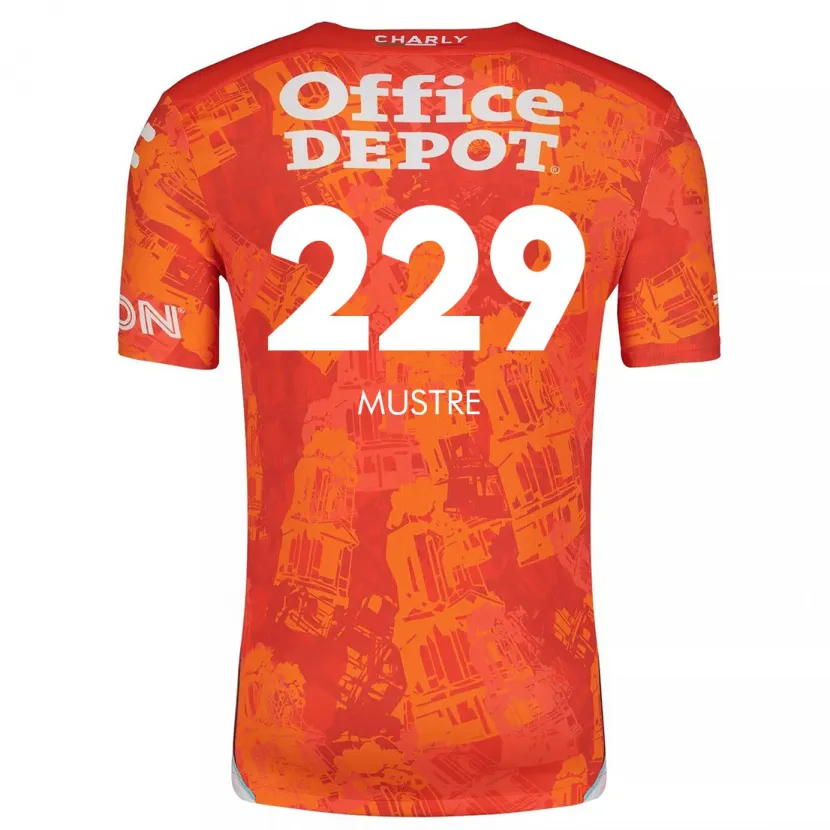 Danxen Børn Eduardo Mustre #229 Orange Hvid Udebane Spillertrøjer 2024/25 Trøje T-Shirt